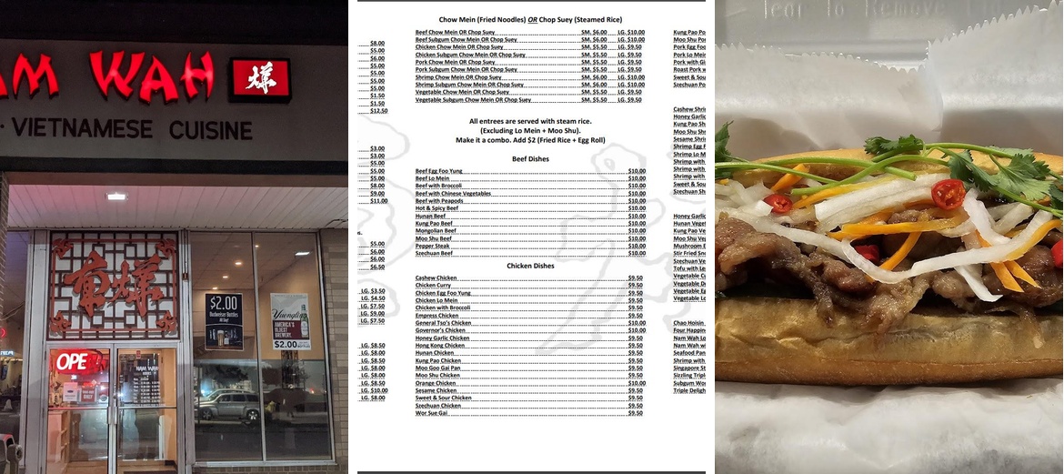 Nam Wah Chinese & Vietnamese Cuisine Menu
