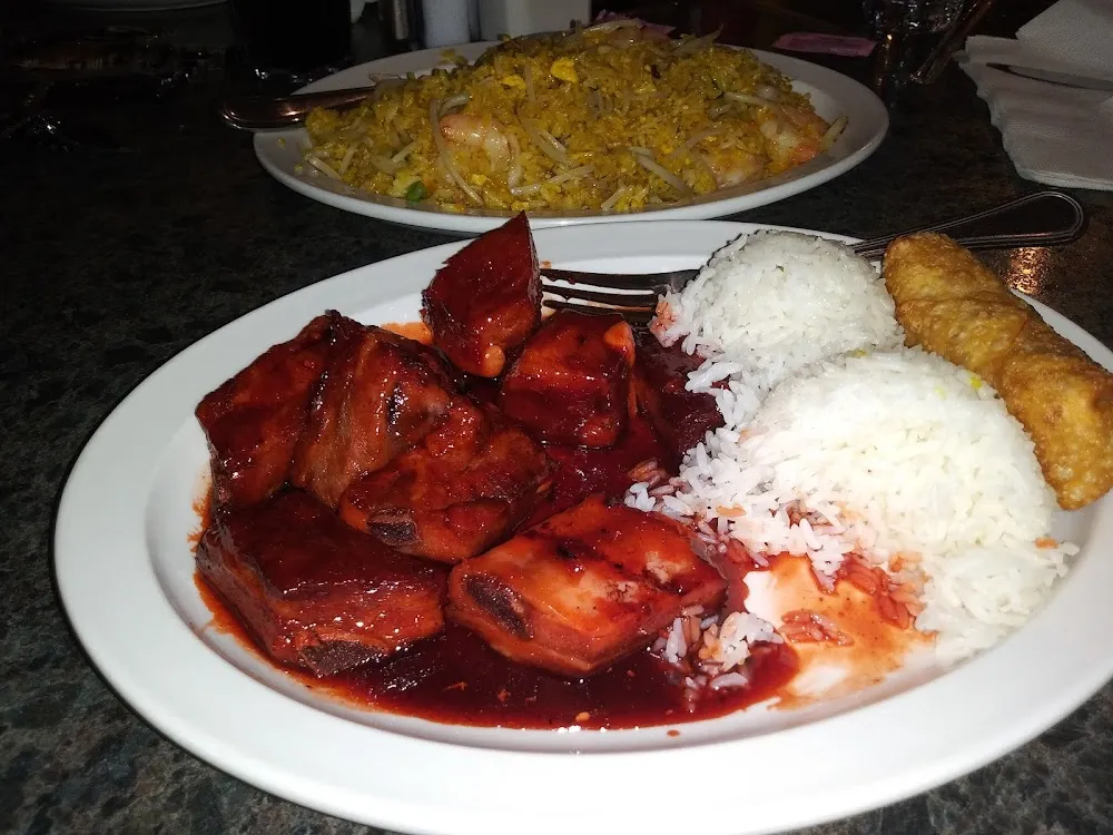 BBQ Ribs Shrimp Fried Rice Egg Roll