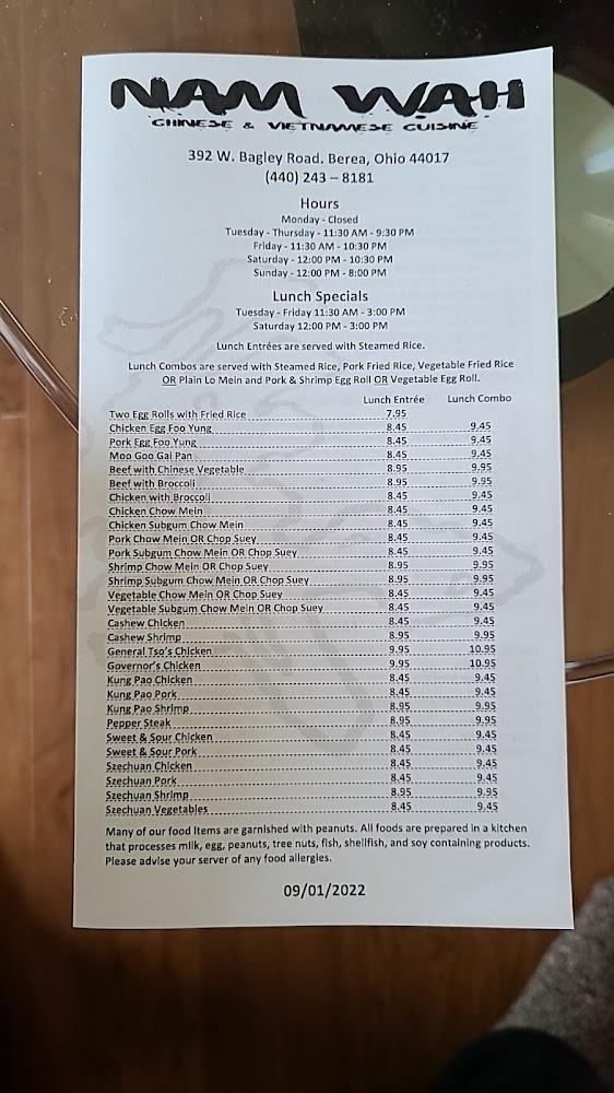 Nam Wah Chinese & Vietnamese Cuisine Menu image 3